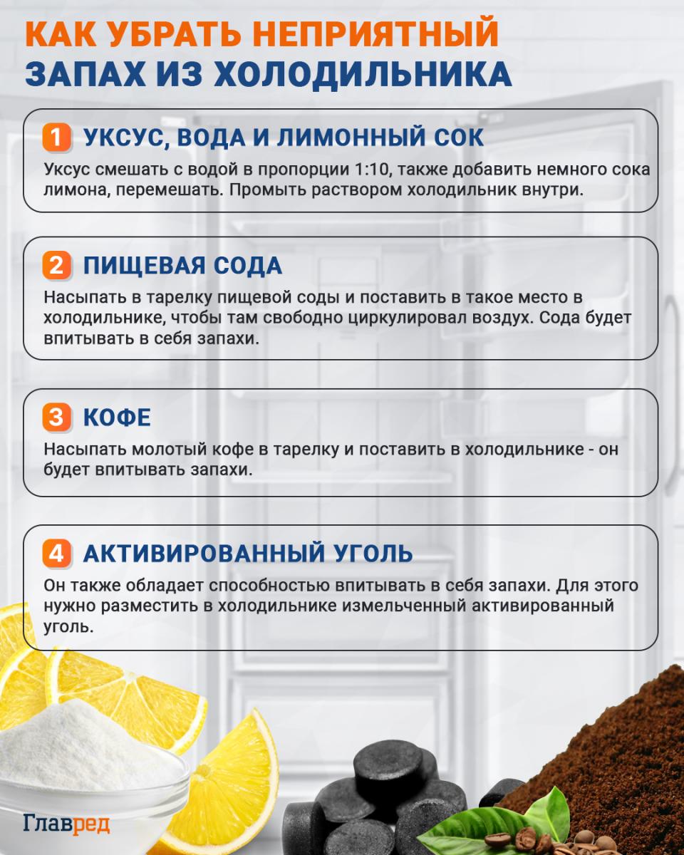 Ako odstrániť nepríjemný zápach z chladničky infografika